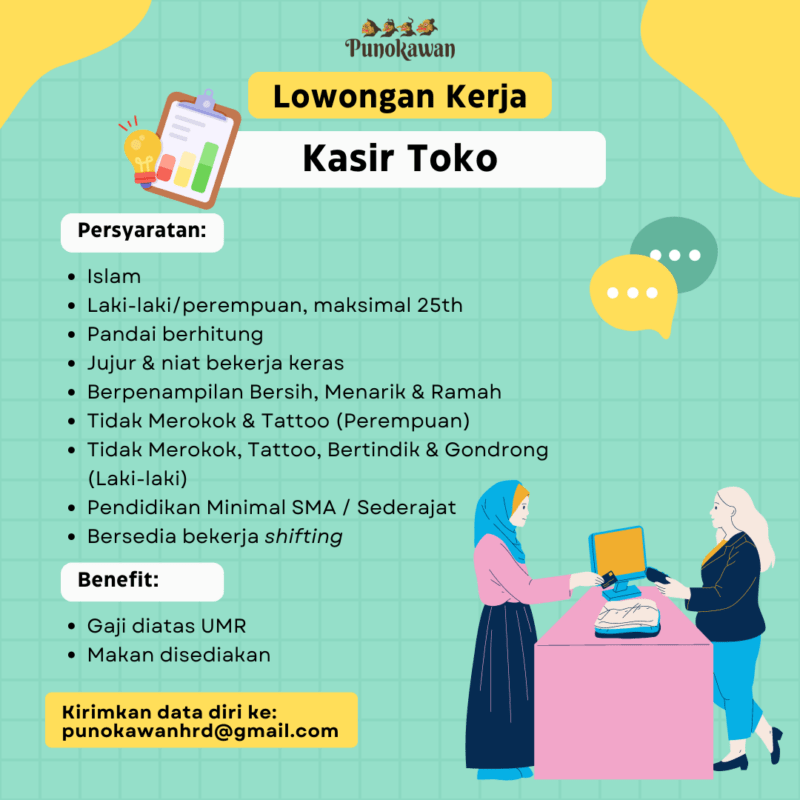 Lowongan Kerja Admin Kasir Toko Di Punokawan Group Lokerjogja Id