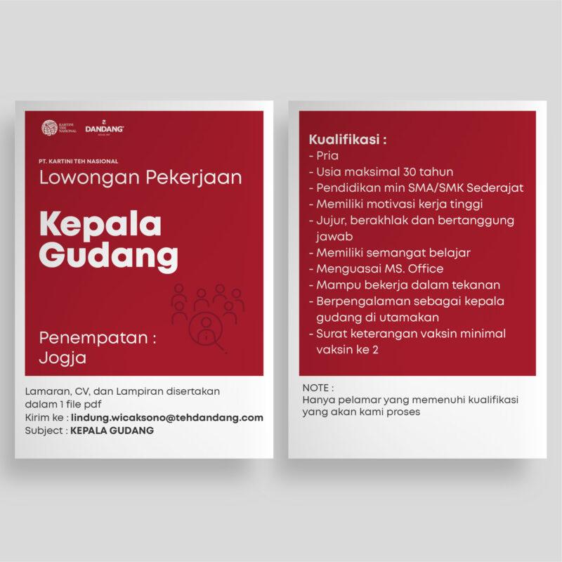 Lowongan Kerja Kepala Gudang Admin Team Leader Sales Koordinator