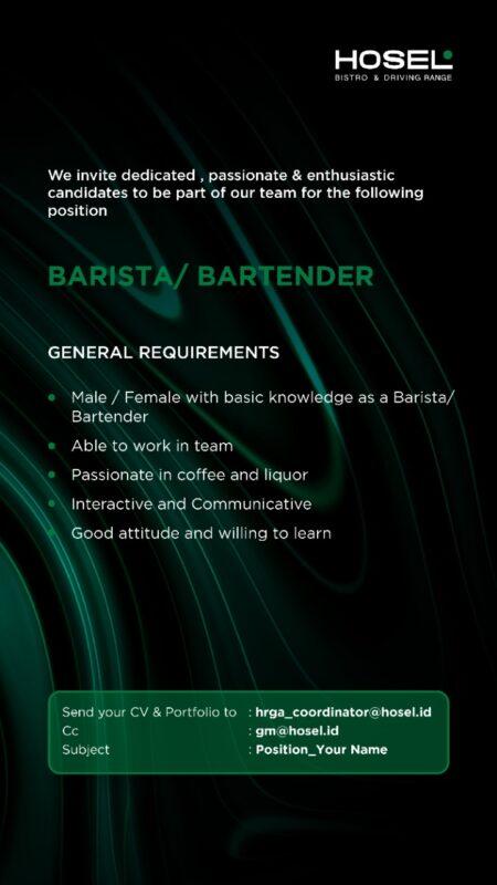 Lowongan Kerja Barista Bartender Security Business Development Digital Marketing Sales