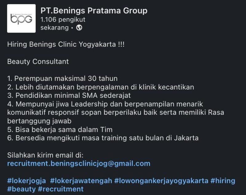 Lowongan Kerja Beauty Consultant Admin Gudang Frontliner Di Pt