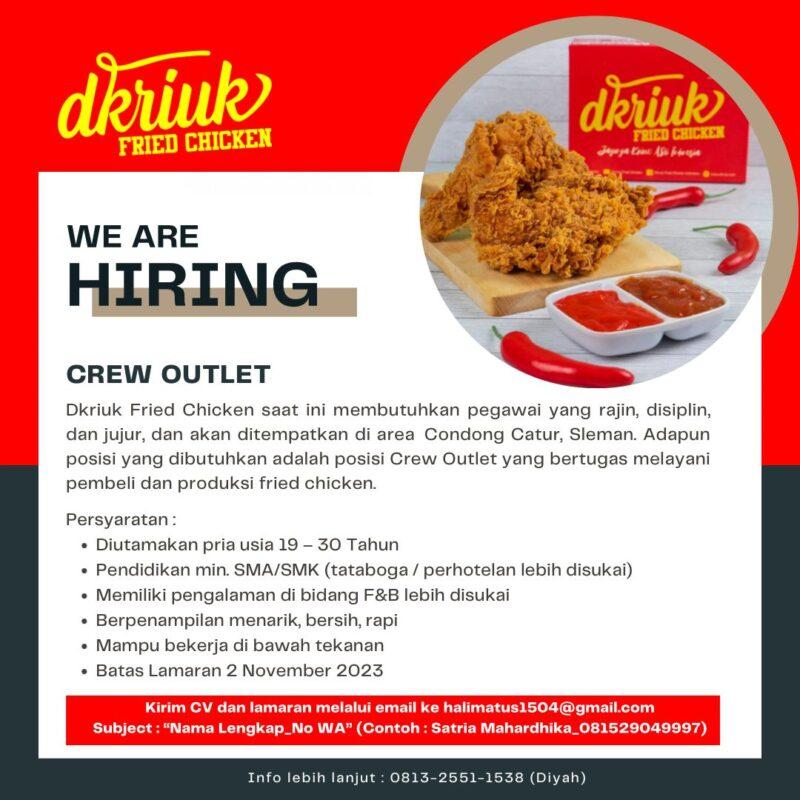 Lowongan Kerja outlet staff di jiguang fried chicken indonesia