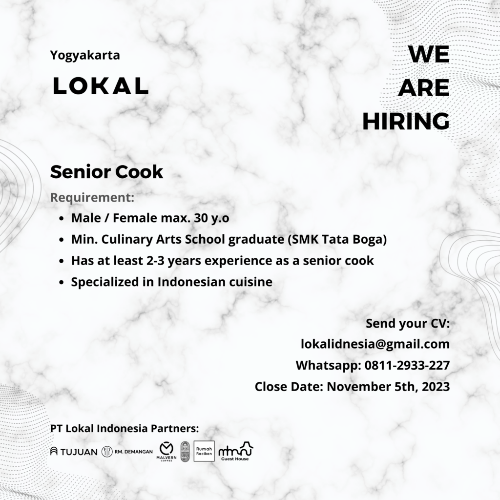 Lowongan Kerja Senior Cook Di Pt Lokal Indonesia Lokerjogja Id