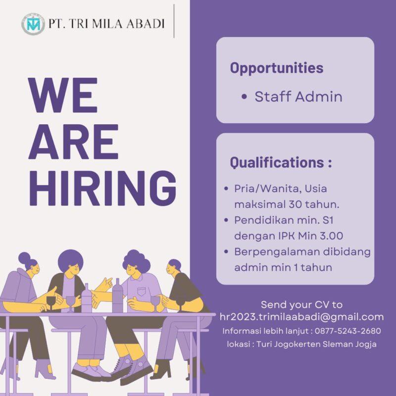 Lowongan Kerja Staff Admin Di PT. Trimila Abadi - LokerJogja.ID