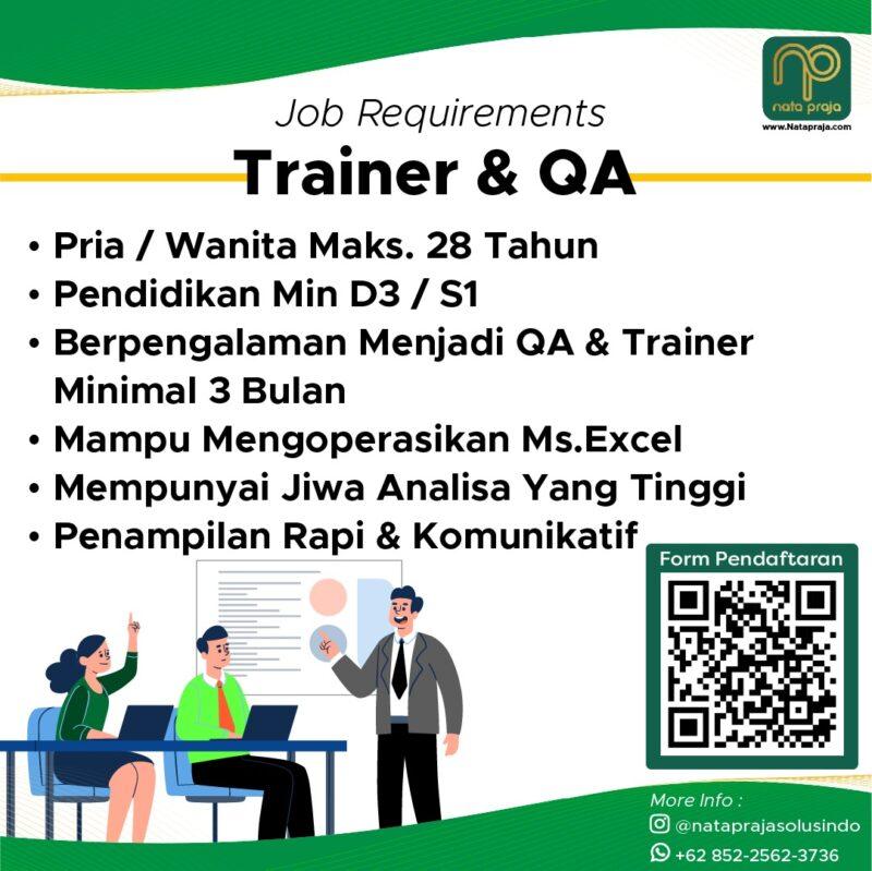 Lowongan Kerja Trainer Qa Agent Call Inbound Di Nata Praja