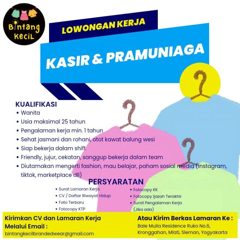 Lowongan Kerja Kasir And Pramuniaga Di Bintang Kecil Branded Wear