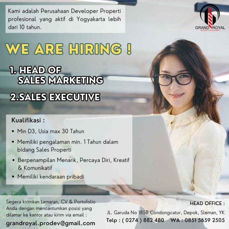 Lowongan Kerja Head Of Sales Marketing - Sales Executive Di Grand Royal 