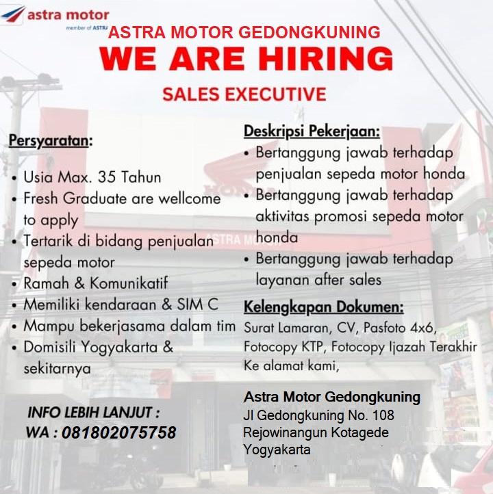 Lowongan Kerja Sales Executive Di Astra Motor Gedongkuning Lokerjogja Id