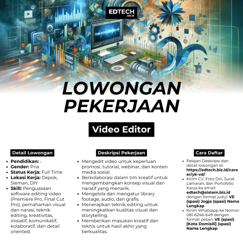 Lowongan Kerja Video Editor Di Edtech Biz Indonesia Lokerjogja Id