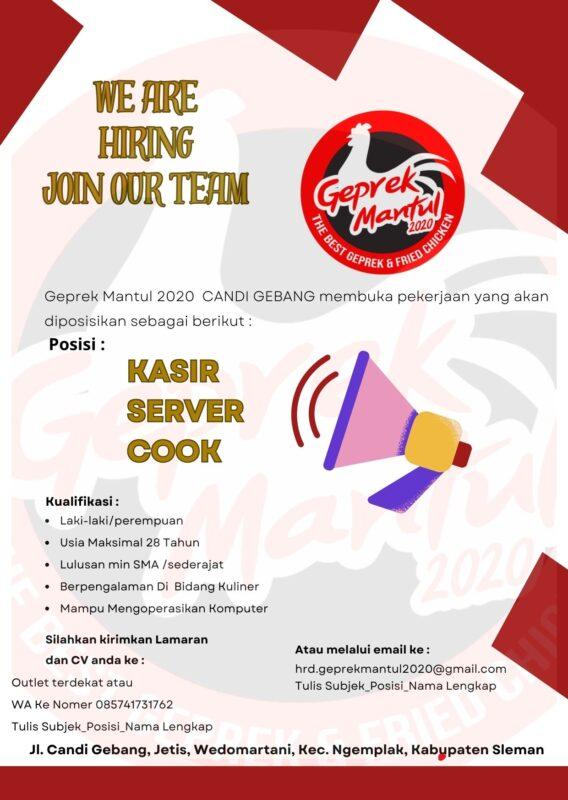 Lowongan Kerja Kasir Server Cook Spv Di Geprek Mantul Lokerjogja Id