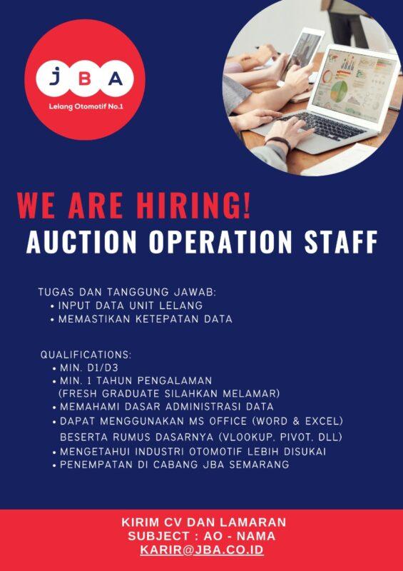 Lowongan Kerja Auction Operation Staff Di Pt Jba Indonesia Lokerjogja Id