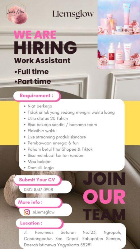 Lowongan Kerja Work Assistant Di Liemsglow Lokerjogja Id