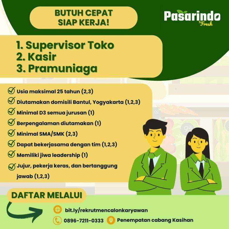 Lowongan Kerja Supervisor Toko Kasir Pramuniaga Di Pasarindo Fresh