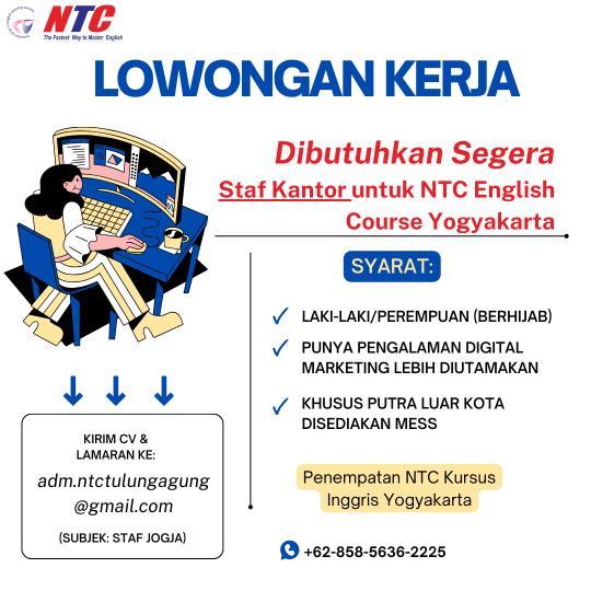 Lowongan Kerja Staf Kantor Di NTC English Course LokerJogja ID