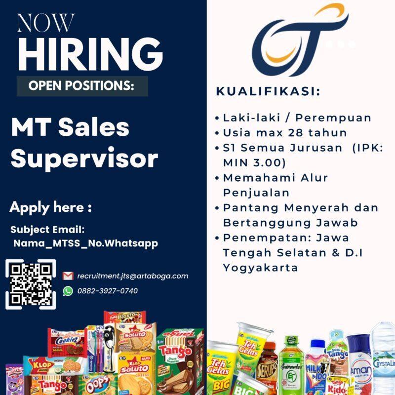 Lowongan Kerja Mt Sales Supervisor Mt Supervisor Operasional Di Pt