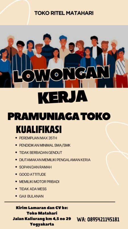 Lowongan Kerja Pramuniaga Toko Di Toko Ritel Matahari Lokerjogja Id