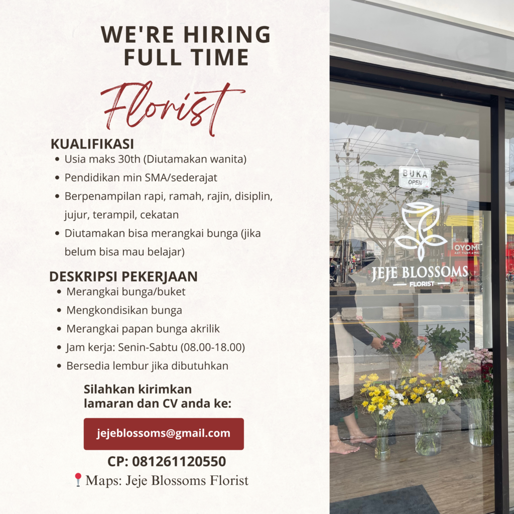 Lowongan Kerja Florist Di Jeje Blossoms Lokerjogjaid 7739