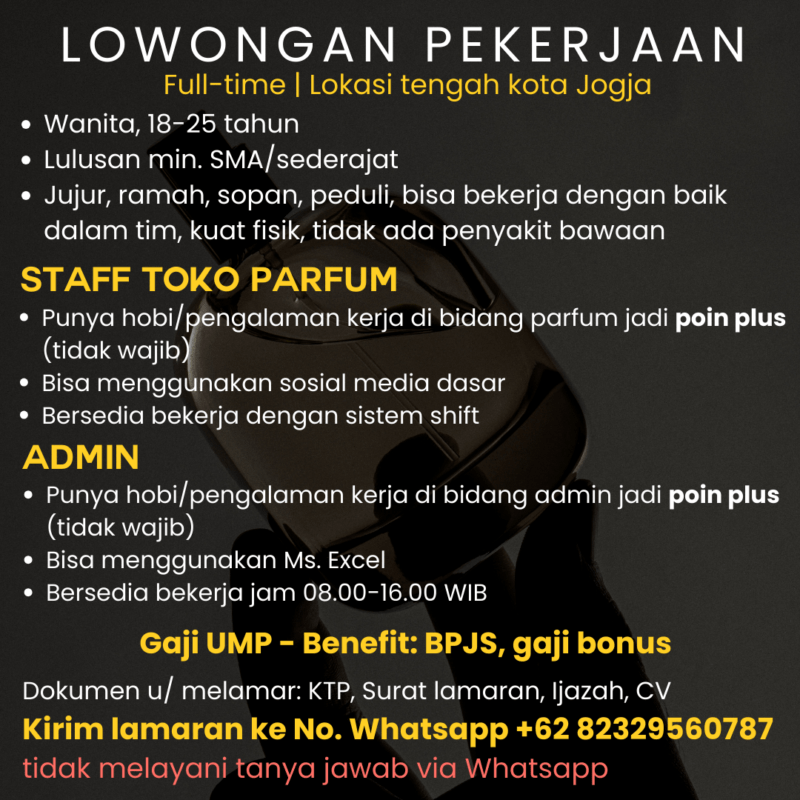 Lowongan Kerja Staff Toko Parfum Admin Di Lucky Ace Lokerjogja Id