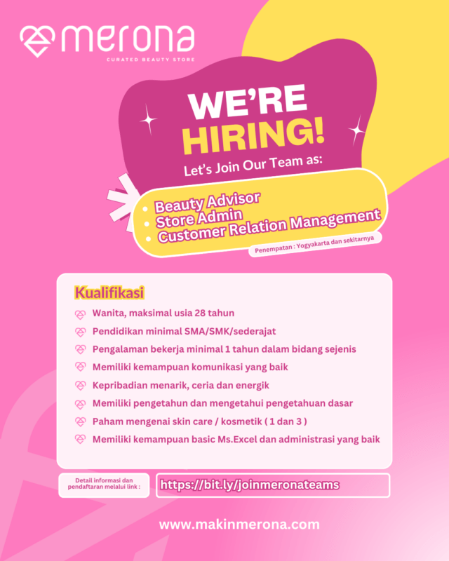 Lowongan Kerja Beauty Advisor Store Admin Customer Relation