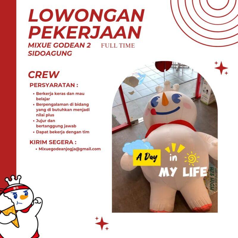 Lowongan Kerja Crew Di Mixue Jogja - LokerJogja.ID