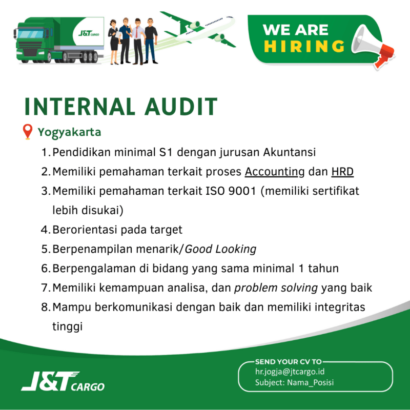 Lowongan Kerja Internal Audit Di PT. Global Jet Cargo (J&T Cargo ...