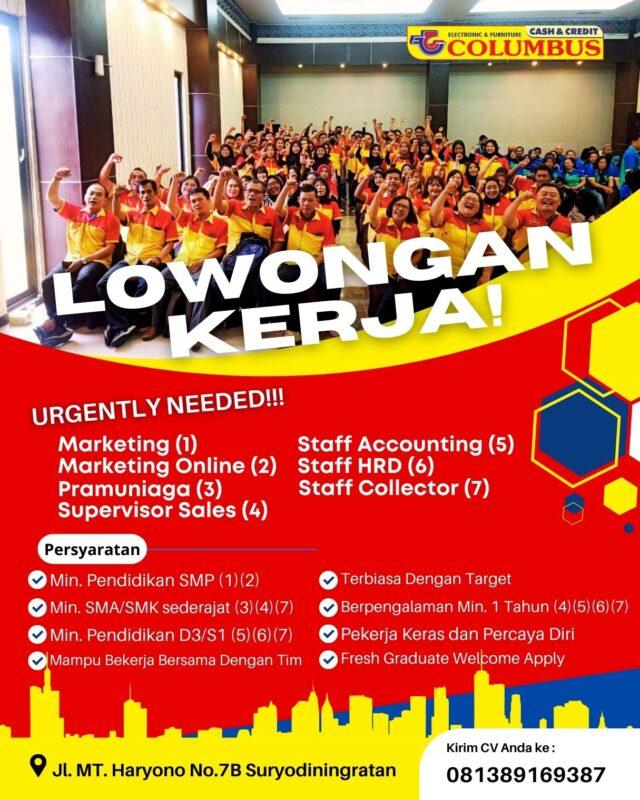 Lowongan Kerja Marketing Marketing Online Pramuniaga Spv Sales Staff Accounting Staff