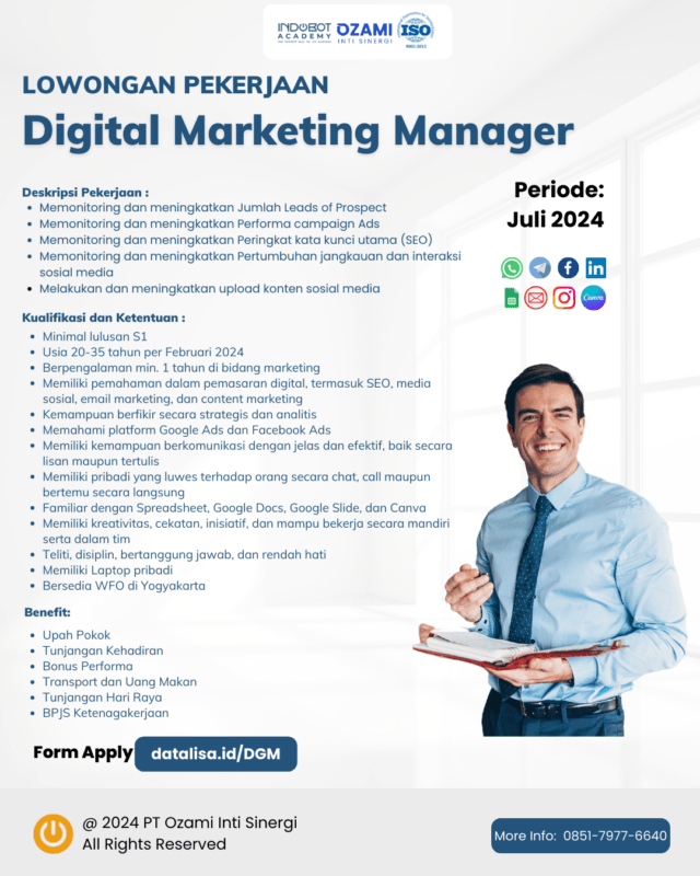 Lowongan Kerja Digital Marketing Manager Di Indobot Academy Lokerjogjaid