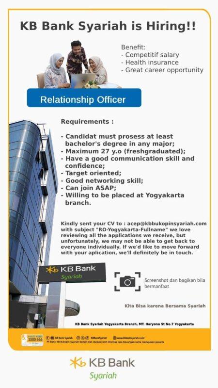 Lowongan Kerja Relationship Officer Di KB Bank Syariah KC Yogyakarta ...