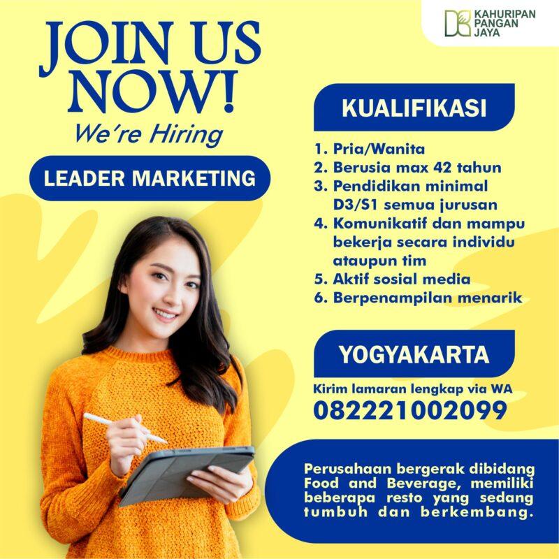 Lowongan Kerja Leader Marketing Hr Manager Crew Outlet Di Kahuripan Pangan Jaya Lokerjogja Id