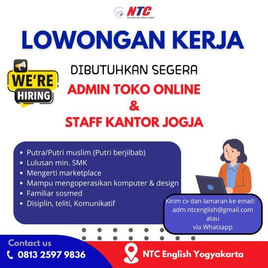 Lowongan Kerja Admin Toko Online Staff Kantor Jogja Di Ntc Yogyakarta Lokerjogja Id