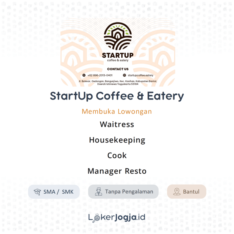 Lowongan Kerja Waitress Housekeeping Cook Manager Resto Di Startup Coffee Eatery