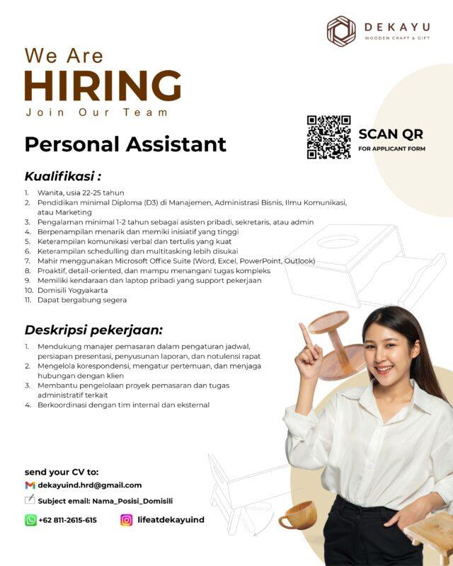 Lowongan Kerja Personal Assistant SPV Selling Marketing SPV Sales