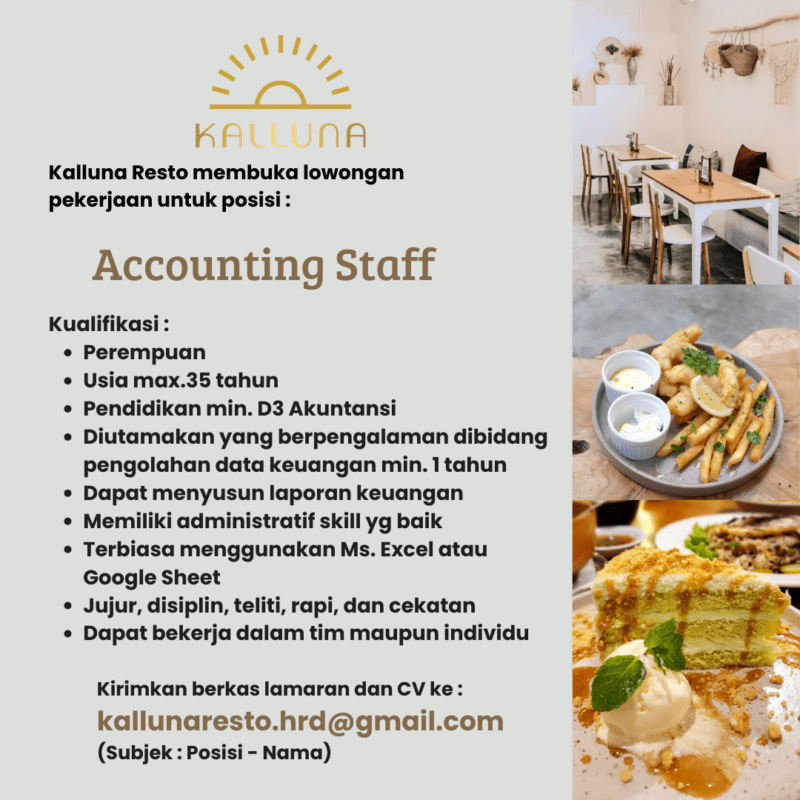 Lowongan Kerja Accounting Staff Di Kalluna Lokerjogja Id