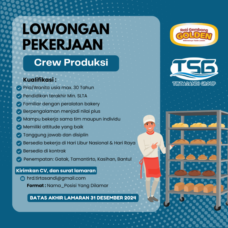 Lowongan Kerja Crew Produksi Di Roti Gembong Golden Indonesia Lokerjogja Id