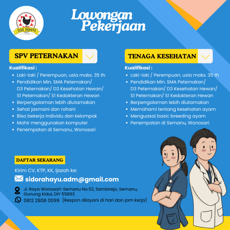 Lowongan Kerja Spv Peternakan Tenaga Kesehatan Accounting Staff